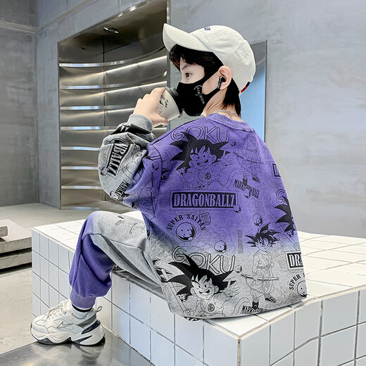 三叶豆（SANYEDOU）男童套装春秋款儿童运动服中大童衣服男孩悟空卡通卫衣秋季两件套 TZ6167款绿色 170cm