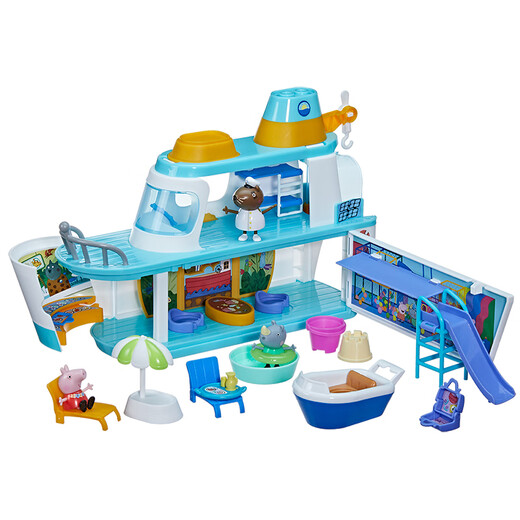 [80% new] Peppa Pig toy play house toy cruise combination set Peppa Pig baby children’s birthday gift for men and women