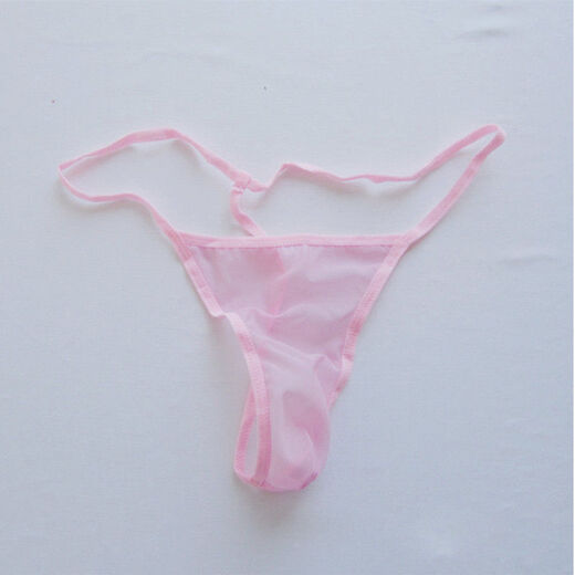 Guiruo Sexy Underwear Men's Sexy Underwear Thong Transparent Breathable Sexy Pants Sexy Seamless Three 3 Pack Pink+Yellow+White