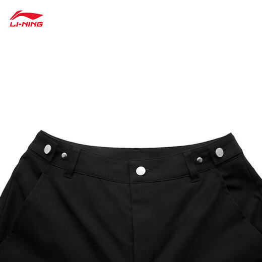 李宁（LI-NING）CF溯丨运动裤女户外宽松垂感直筒运动长裤子AYKU724 黑色-4 S
