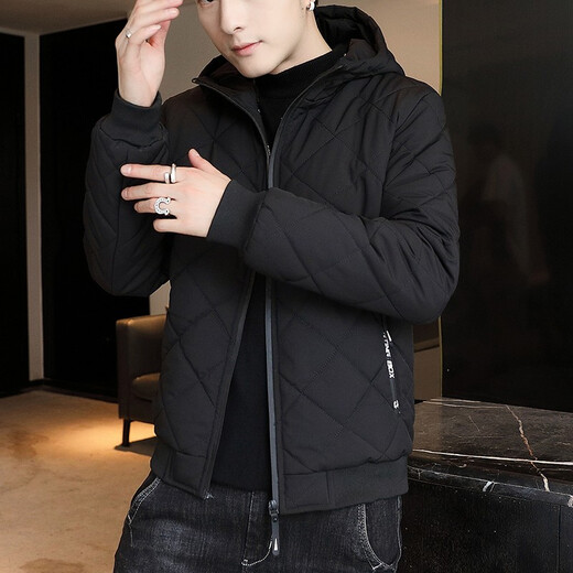 Afilmby Baumwollmantel Herren Baumwollmantel Herbst und Wintermantel Herren Winter Mode Kleidung und Samt verdickte Wintermantel-Baumwolljacke schwarz 3xl (140-155jin [Jin gleich 0,5 kg])