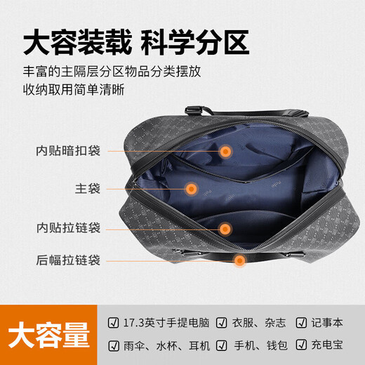 POLO travel bag men's handbag luggage bag fitness bag business trip large capacity luggage bag storage bag black