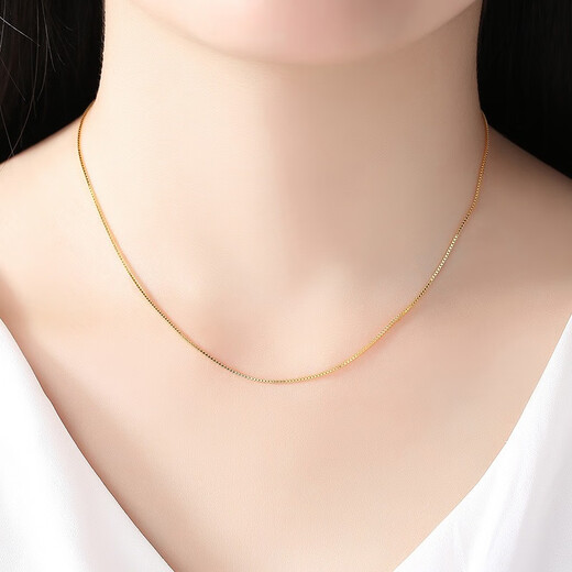 Fat Donglai's same 18k gold clavicle chain, non-fading gold necklace, women's plain chain, versatile and fashionable 750, 18k gold snake bone chain, 40 cm, non-adjustable, 1.2mm thick