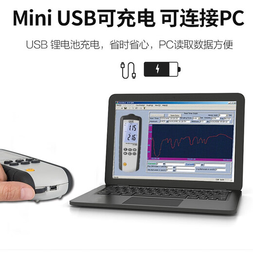 华盛昌（CEM）手持热敏式风速仪高精度数显风速计感应式测风仪温度风量仪测量仪 DT-3880热敏式/USB软件/充电充