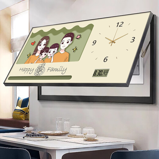 Sensory painting Large size perpetual calendar meter box decorative painting with clock and watch Falling family distribution box switch cover hanging painting JD12798 upgraded perpetual calendar + watch 80*40cm (blocking 70*30) hanging black frame