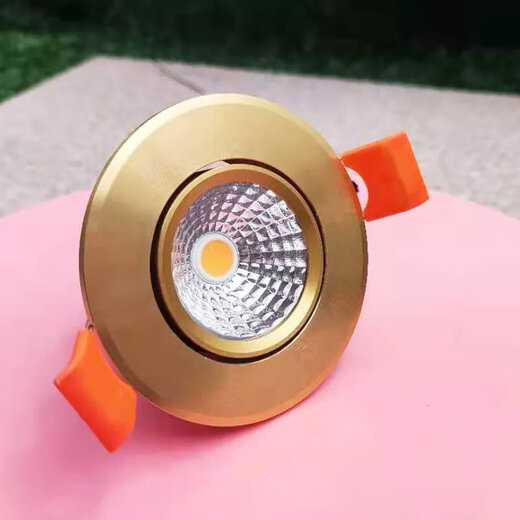 Golden cob spotlight embedded led downlight three-color dimming living room ceiling hole light 3W opening 6 7 9 11cm 7w warm light opening 9-9.5cm golden downlight
