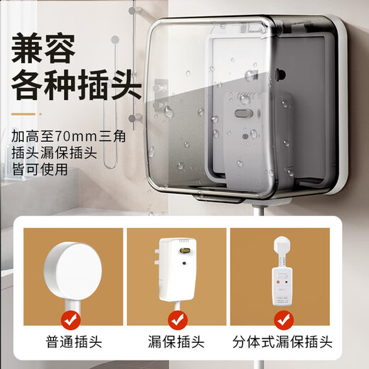 International Electrician Type 86 Self-adhesive Heightened and Larger Socket Waterproof Cover Splash-proof Box Smart Toilet Socket Waterproof Box Protective Cover Cover Heightened Waterproof Box-Arc Model Transparent