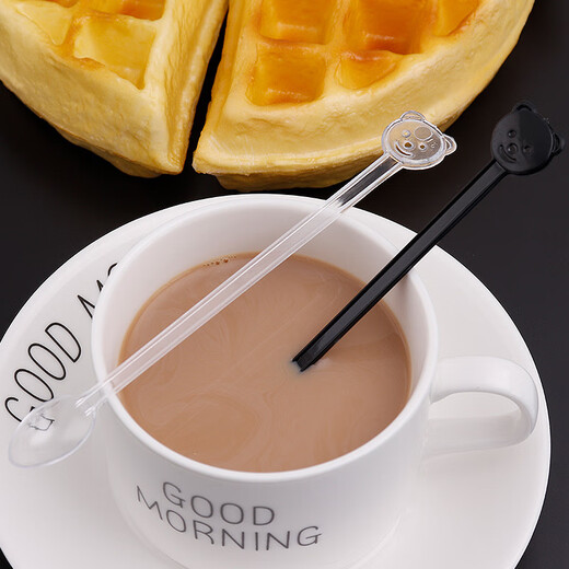 Jingju individually packaged disposable coffee spoon takeaway milk powder mixing spoon tasting small spoon honey seasoning long handle stirring stick 100 pieces individually packaged disposable coffee spoon