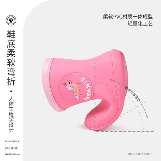 Telanis Botas de lluvia para niños Estilo de primavera Estilo de primavera Cañas de goma de bebé sin deslizamiento Botas de lluvia de agua Media de agua Middle Tube Rosa 21 Longitud interna 14 cm