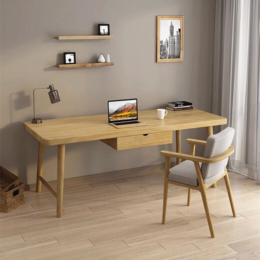 Youpin Elements (YPYS) Solid Wood Computer Desk Desktop Double Desk Home Bedroom Writing Study Desk Study Living Room Office Long Table Undrawn Desk 120*60*75 Desktop Thickness 5cm