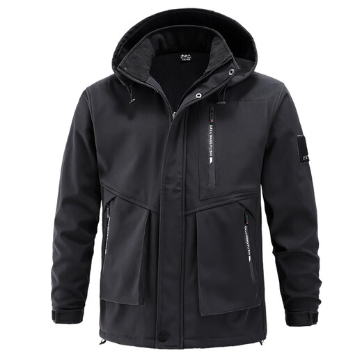 Jiuguge winter velvet thickened warm cotton work clothes welding wear-resistant labor protection cotton suit men's construction site thickened jacket waterproof velvet gray jacket top + pants 175 recommended 120-140 Jin Jin equals 0.5 kg