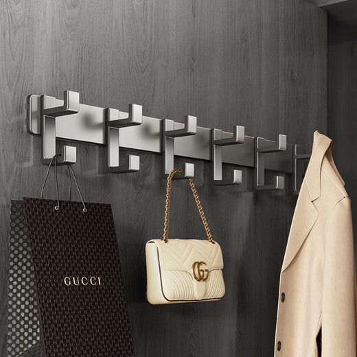 Tiandiyu (TDYU) behind-the-door clothes hanger, wall hook, hole punching in the wall, bedroom entrance door clothes hook, high-end clothes hanger, gun gray, double row, five hooks = 10 hooks