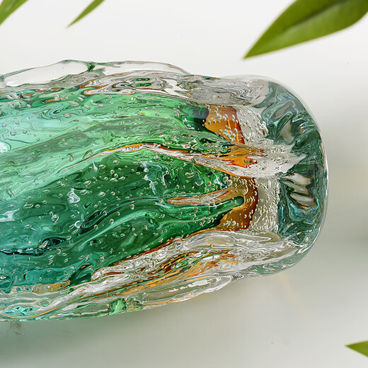 Lake blue glass vase, light luxury and high-end living room flower arrangement glass art dry flower vessel, dining table decoration ornaments, lake blue vase combination set