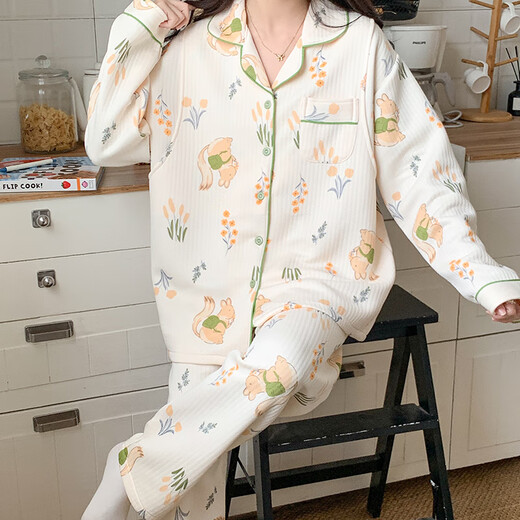 空气棉月子服秋冬季产后喂奶衣孕妇保暖产妇哺乳可外穿家居服套装 AB6227 XXL码（建议150-170斤）