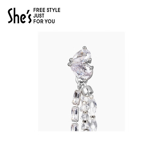 She s Qianzi earrings ice and snow secret craft crystal detachable tassel earrings 925 silver needle earrings birthday gift silver H0