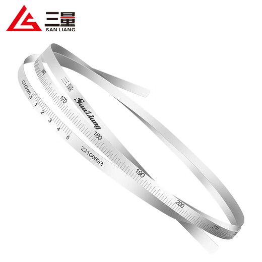 Three-quantity diameter measuring ruler, stainless steel flexible outer diameter circumferential ruler, O-ring cursor, stainless steel 200-375mm