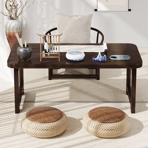 Sizhu Pavilion Windowsill kleiner Klapper Erker Fenster Tisch Tee Tisch Einfacher Tee Tisch Kang Tisch Dining Haushalt Massivholz Studie Tisch Kleine Walnuss Farbe 12045 [gefaltetes Modell I keine Installation]