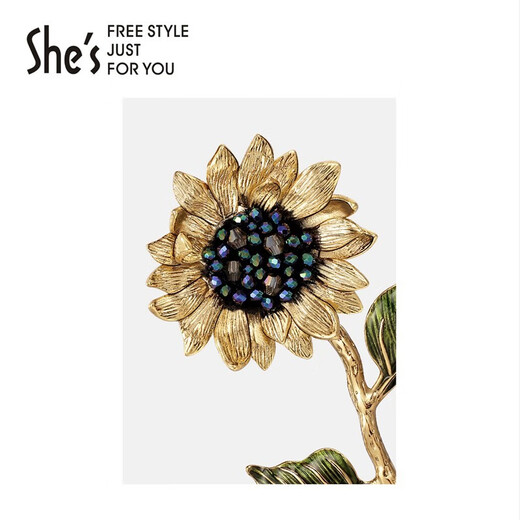 She s Akiko Van Gogh Sunflower Original Handmade Beaded Crystal Brooch High-End Exquisite Corsage Pin Birthday Gift for Women Golden Sunflower D0