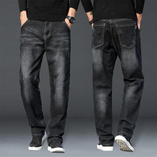 
Tanfeng Niao Xintang Jeans for men in spring and summer straight loose big trousers in spring and autumn style stretch men's pants men's casual trousers medium blue straight [thin style] thin XL 120-140