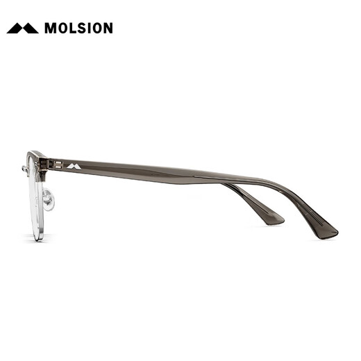 MOLSION陌森眼镜框架肖战同款眉架钛眼镜男女配度数防蓝光MJ6195 B12 银色|透茶灰 镜框+0元配0度防蓝光镜片