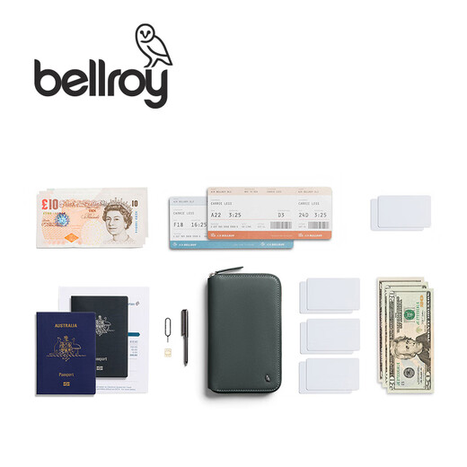 Bellroy Australia Travel Folio New Multi-Function Travel Wallet Passport Clip Men and Women Card Wallet Ink Gray Green (New