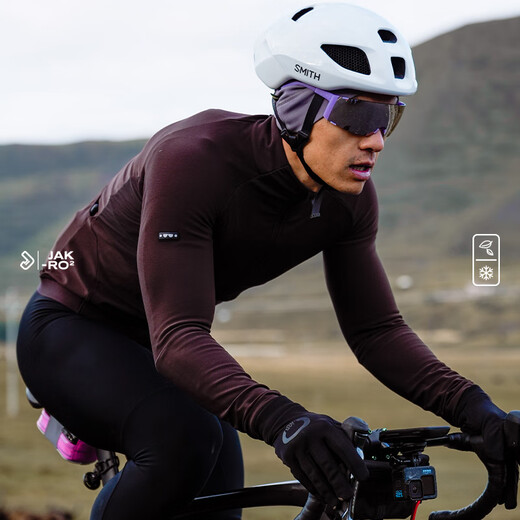 Jieku Autumn and Winter ELITE WIND Men's Fleece Cycling Jersey Outdoor Windproof and Warm 5 Cycling Top Black L