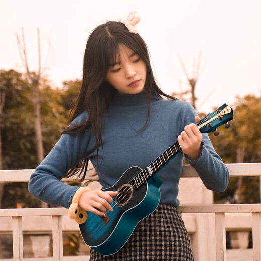 创京懿选单板尤克里里女生款儿童小吉他初学者入门高颜值乌克丽丽乐器 碧云日暮23寸+套礼包