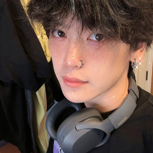 BJYL titanium steel hollow earrings men's single trendy earrings for boys cyberpunk high-end ear jewelry niche unique single