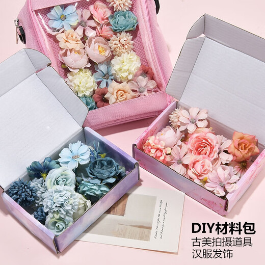 Xinghengmeng Simulada Flor de seda Embalaje de dolor y material de flores falsos Tocado de bricolaje de bricolaje Corsage de boda Material Bag Simulada Flor de seda Naranja Conjunto de color 20 Flores