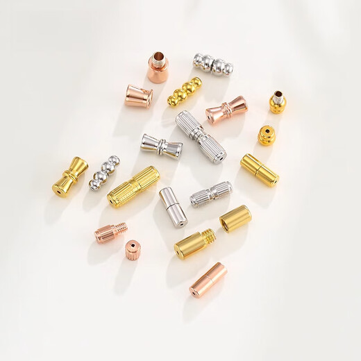 Fat Donglai same style 18k gold buckle head wear pearl necklace DIY accessories sterling silver pendant screw buckle hand link buckle silver YP73 yellow l gold 4mm