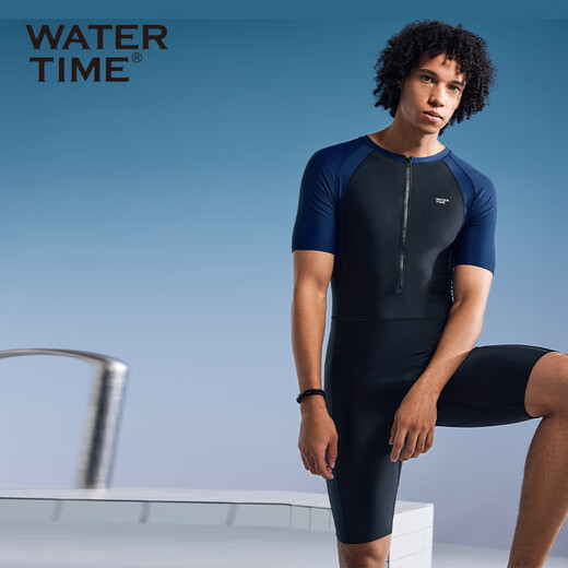 WATERTIME wetsuit swimsuit men's one-piece swimsuit suit quick-drying men's swimming trunks professional swimwear snorkeling surfing swimming equipment black blue L (165-175cm/60-65kg)