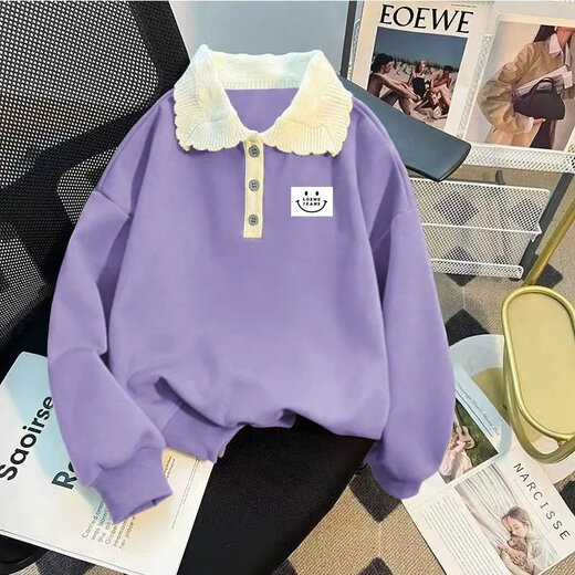 Disney Girls Sweatshirt Frühlings- und Herbststil 2024 Neue modische Kinder verdickte kleine Mädchen Herbst-Polo-Hemd Langarmed Top Trendy Pink [Frühlings- und Herbststil] White Love 130 Vorschläge 48-58 Jin [Jin gleich 0,5 kg]