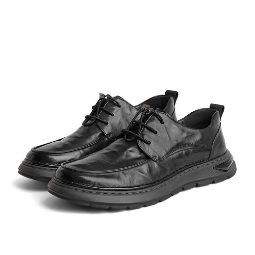 Belle Cool Ya Business Shoes Men's Shopping Mall Same Style Cow Leather Pleated Casual Leather Shoes 8CA01CM3 Black 40 (250mm)