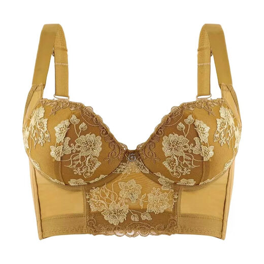 中脉（JM）小胸显大调整型内衣贵妇精油刺绣收副乳聚拢防下垂文胸罩 香槟色【9215#】 38/85【AB通杯】