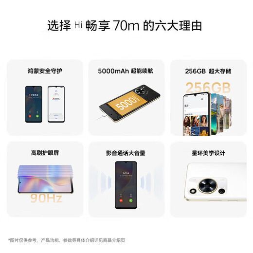 Wiko Huawei Smart Select HI Profitez de la batterie de 5000mAh de 70m 5G Mobile Hongmeng, Batterie Yaojin Black 6 + 128 Go