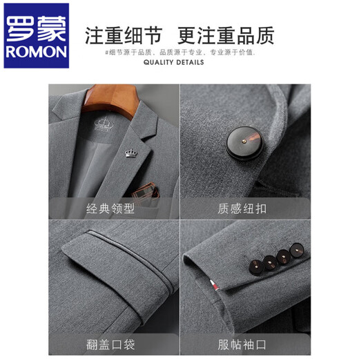 ROMON high-end casual suit men's suit suit groom wedding dress Korean version business casual slim handsome black three-piece suit (suit + trousers + vest) free shirt L (105-120) Jin Jin is equal to 0.5 kg