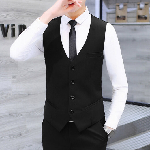 vocacool suit vest men's vest formal vest business casual professional fit black XL/116-130Jin [Jin equals 0.5 kg]