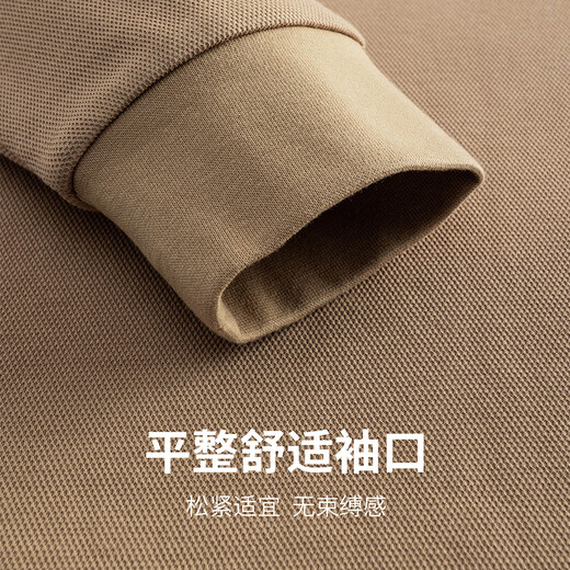 
Dancing with Wolves [5A Antibacterial] Business Commuter Fashionable Embroidery Men's Long Sleeve POLO Shirt 701 Khaki 175