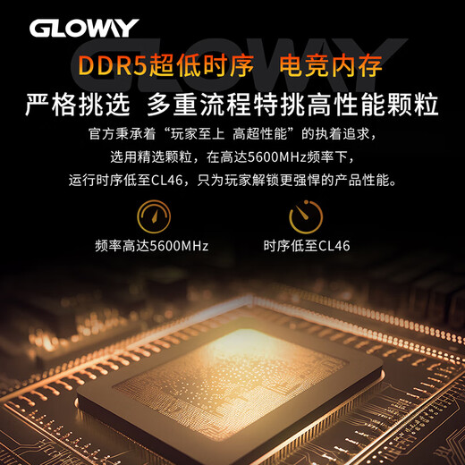 Gloway 32GB (16GBx2) DDR5 5600 desktop memory Tiance vest selected particles CL46 Haoyue White