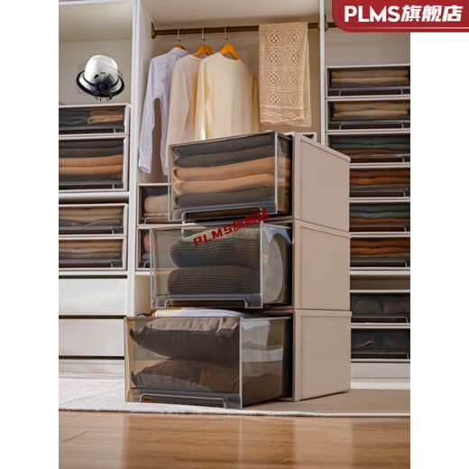 Boîte de rangement d'eau et de rangement musculaire Type de tiroir en plastique Boîte de rangement transparent Boîte de rangement Boîte de rangement de garde-robe [3523] (longueur 47 * Largeur 35 * Hauteur 23cm) Trois packages de grande valeur (transparent)