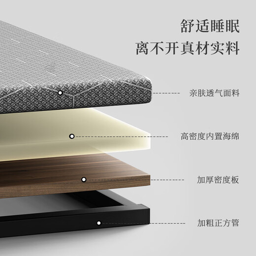 Brother Sheng folding bed single double folding bed soft support rental house household hard board office nap simple portable elegant gray 120cm wide [soft support + thickened frame]