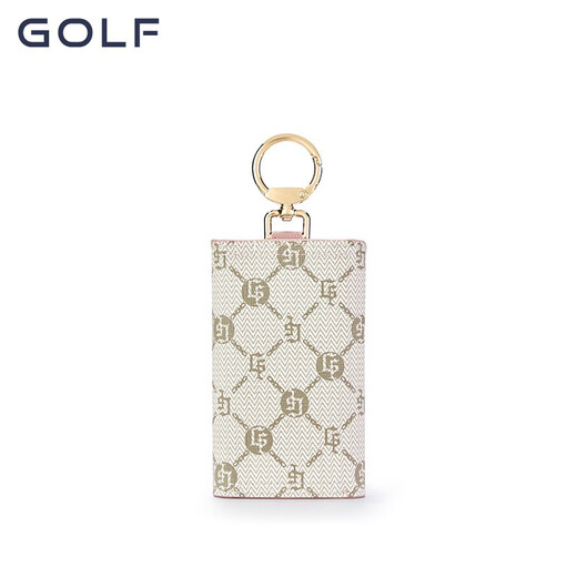 Golf (GOLF) key bag for women multifunctional key bag small mini keychain card bag key bag two-in-one beige with cherry powder