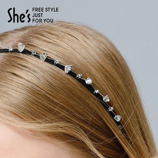 She s Qianzi Ice and Snow Secret Craft Crystal Fine Hairband Light Luxury Headband High-end Fashion Hairpin Headband Birthday Gift Silver H0