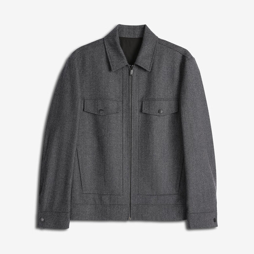 Jinba Herren Herbst- und Winter -Revers -Lupe -Woll -Woll -Jugend dünne Wolljacke Herrenjacke Herren BBWT3232 Kiln Grey XL