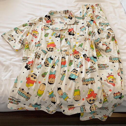 Ziweiqi niedliche Buntstift Shin-Shiba-Pyjamas Frauen dreiköpfige Spring-Strickjacken kurzärmelige Hose Kleidungsanzug Großhandel 14124 170 m Vorschläge 80-95