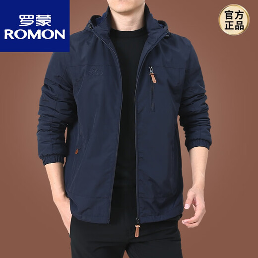 Romon Outdoor Herrenjacke Herbst und Winter 2025 Neue Herbstkleidung für Männer mittleren Alters und Fleece-Jacke Herren Frühling und Herbst Dick 9898 Dunkelblau plus Fleece Style M
