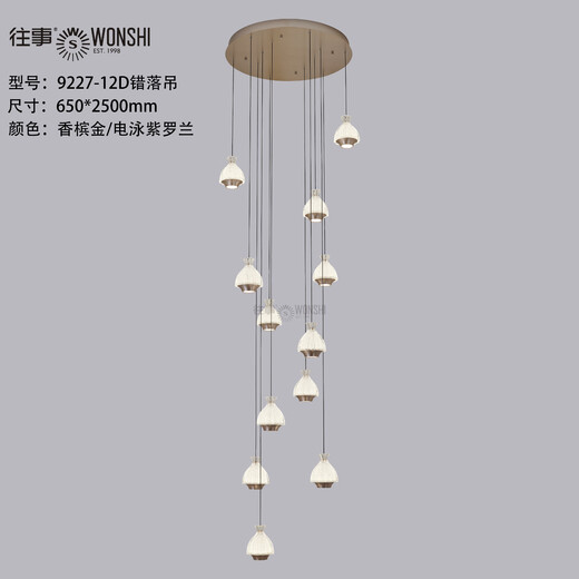 往事往事照明直营店吊灯9227系列现代简约轻奢网红设计师创意护眼灯具 9227-12D错落吊