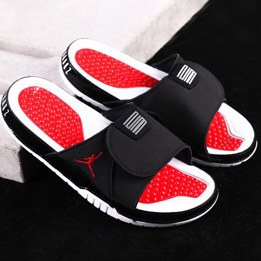 Тапочки Nike (NIKE) мужская обувь весенняя спортивная обувь JORDAN на открытом воздухе шлепанцы на липучке пляжная обувь повседневная обувь сандалии DD0234-100/черно-белый контрастный цвет/менеджер магазина горячая рекомендация 45