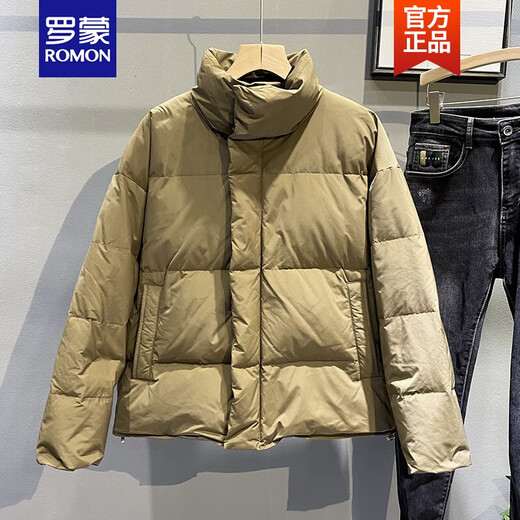 Romon versátil 2024 Winter New Work Ropa Duck Down Chaqueta Engrosada Chaqueta Down Chaqueta de moda Hombre de pan de invierno Menora Black M (95-125Jin [Jin equivale a 0.5 kg])