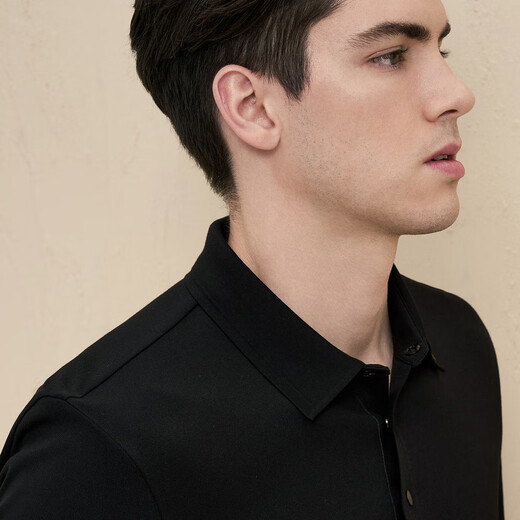 EMZ Ordos comfortable elastic autumn and winter new men's tops skin-friendly warm lapel long-sleeved POLO shirt